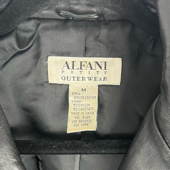 Alfani Womens Black Leather Jacket Longline Below Waist Classic Neutral Medium - Picture 8 of 10